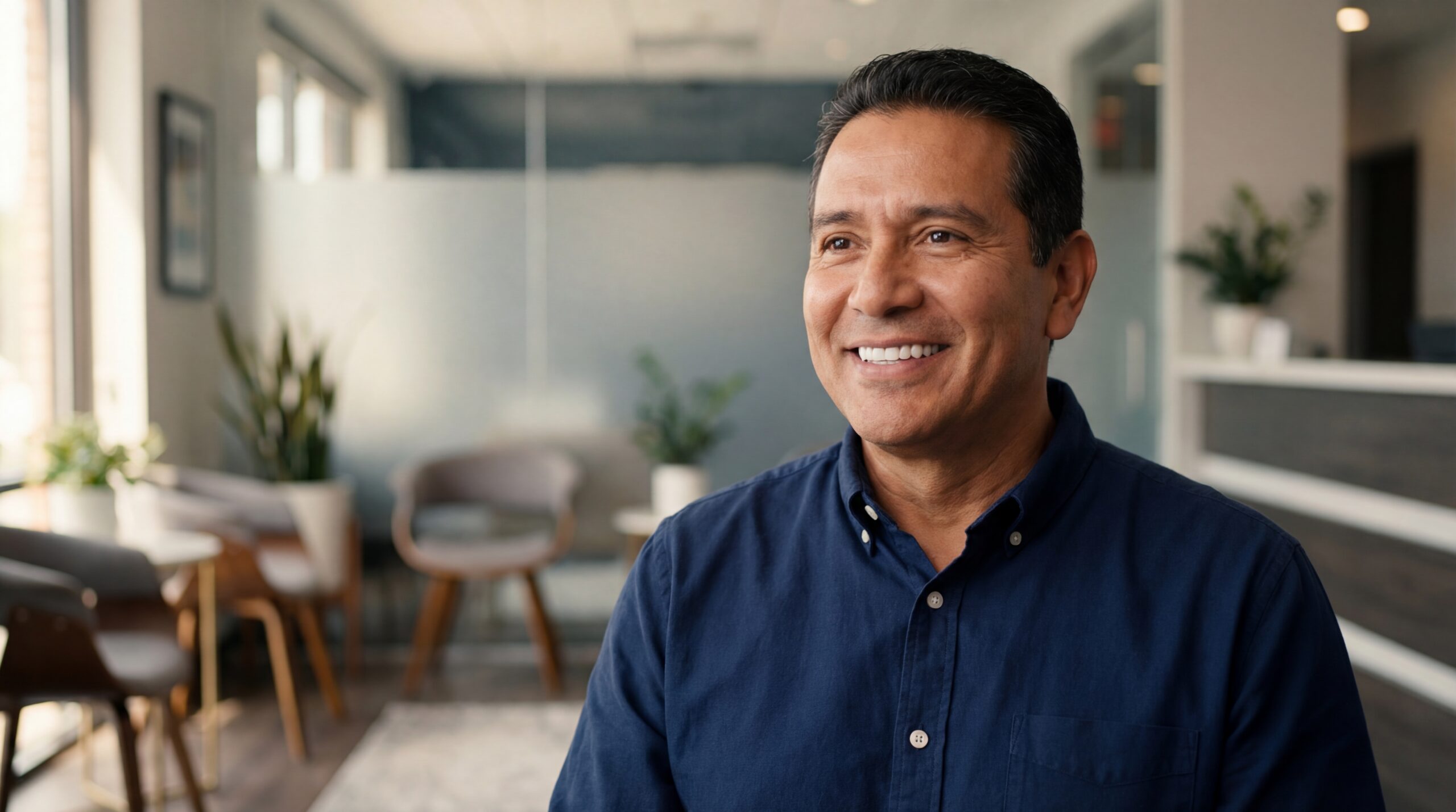 Confident patient after smile transformation at 5D Smiles