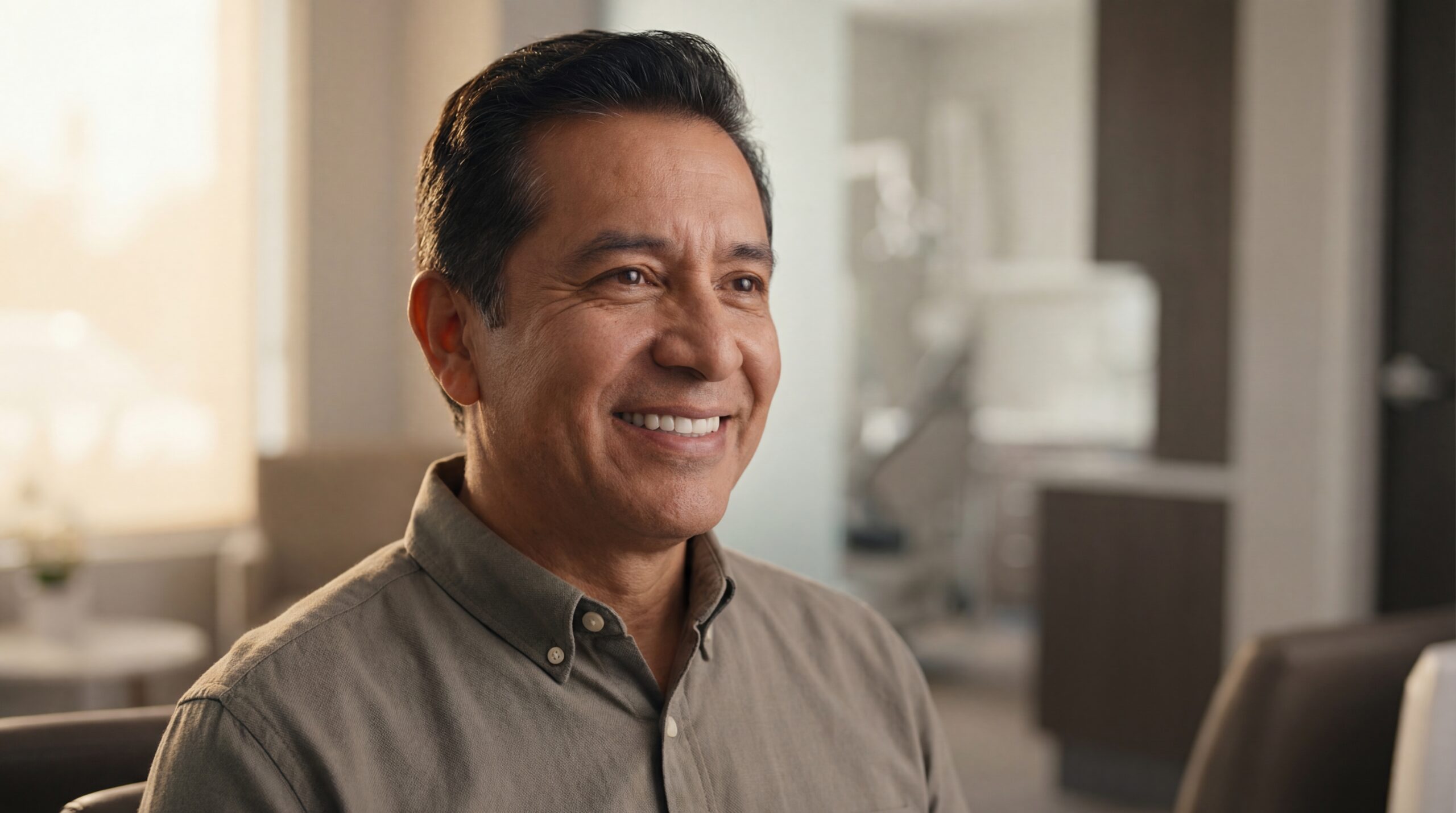 Patient smiling confidently after dental implants at 5D Smiles Downey CA